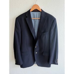Men’s Peter Millar 100% Wool Two Button Navy Sports Coat Blazer Size 42T (Long)